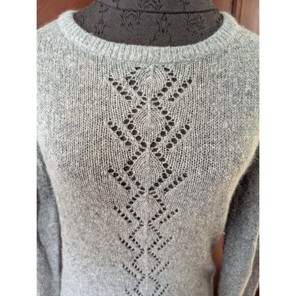 Vintage Vanderbilt Womens Gray Knit Sweater With Diamond Lace Detail Large - Picture 2 of 4